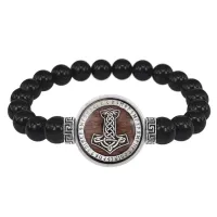 Браслет из черного агата Молот Тора BSBA-155