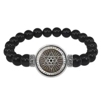 Браслет из черного агата Звезда Давида BSBA-160