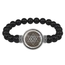Браслет из черного агата Звезда Давида BSBA-160