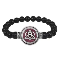 Браслет из черного агата Трикветр и сердце BSBA-170