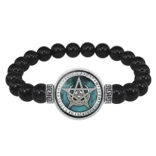 Браслет из черного агата Лунный пентакль BSBA-171