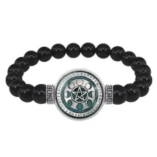 Браслет из черного агата Фазы Луны BSBA-174