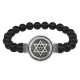 Браслет из черного агата Звезда Давида и пентаграмма BSBA-176