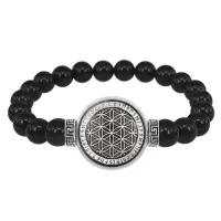 Браслет из черного агата Цветок жизни BSBA-177