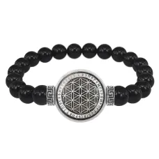 Браслет из черного агата Цветок жизни BSBA-177