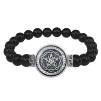 Браслет из черного агата Магический пентакль BSBA-180