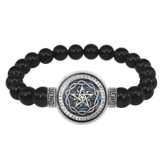 Браслет из черного агата Магический пентакль BSBA-180