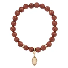 Браслет Ладонь (защита от сглаза и зла) синт.камень Корич. авантюрин 8мм BS-CR-0781