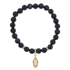 Браслет Ладонь (защита от сглаза и зла) синт.камень Синий авантюрин 8мм BS-CR-0782