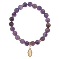 Браслет Ладонь (защита от сглаза и зла) нат.камень Аметист 8мм BS-CR-0783