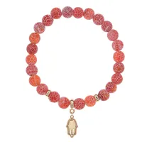 Браслет Ладонь (защита от сглаза и зла) нат.камень Африканский агат 8мм BS-CR-0784