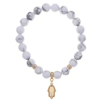 Браслет Ладонь (защита от сглаза и зла) нат.камень Кахолонг 8мм BS-CR-0787