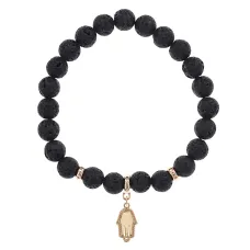 Браслет Ладонь (защита от сглаза и зла) нат.камень Лава 8мм BS-CR-0789