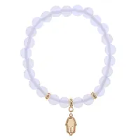 Браслет Ладонь (защита от сглаза и зла) синт.камень Лунный камень 8мм BS-CR-0791