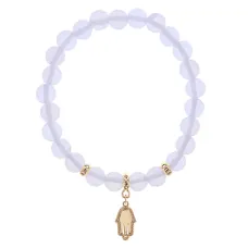 Браслет Ладонь (защита от сглаза и зла) синт.камень Лунный камень 8мм BS-CR-0791