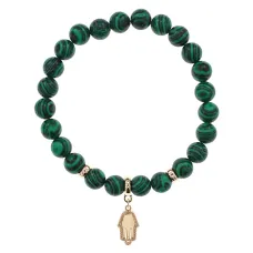 Браслет Ладонь (защита от сглаза и зла) синт.камень Малахит 8мм BS-CR-0792