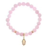 Браслет Ладонь (защита от сглаза и зла) нат.камень Розовый кварц 8мм BS-CR-0795