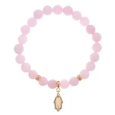 Браслет Ладонь (защита от сглаза и зла) нат.камень Розовый кварц 8мм BS-CR-0795