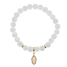 Браслет Ладонь (защита от сглаза и зла) синт.камень Сахарный кварц 8мм BS-CR-0796