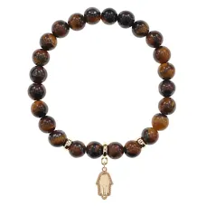 Браслет Ладонь (защита от сглаза и зла) нат.камень Тигровый глаз 8мм BS-CR-0799