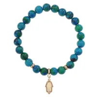Браслет Ладонь (защита от сглаза и зла) синт.камень Хризоколла 8мм BS-CR-0801