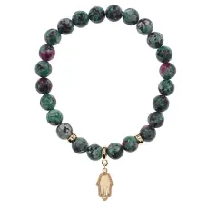 Браслет Ладонь (защита от сглаза и зла) синт.камень Цоизит 8мм BS-CR-0802