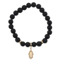 Браслет Ладонь (защита от сглаза и зла) синт.камень Шунгит 8мм BS-CR-0804