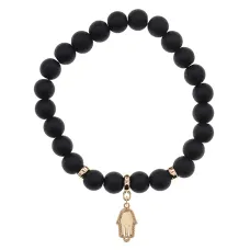 Браслет Ладонь (защита от сглаза и зла) синт.камень Шунгит 8мм BS-CR-0804