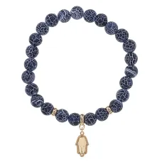 Браслет Ладонь (защита от сглаза и зла) нат.камень синий Африк. агат 8мм BS-CR-0807