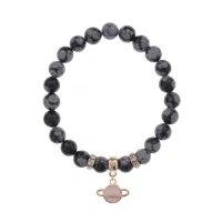 Браслет Сатурн (гармония и дисциплина) нат.камень Снежный обсидиан 8мм BS-CR-0284