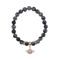 Браслет Сатурн (гармония и дисциплина) нат.камень Снежный обсидиан 8мм BS-CR-0284