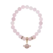 Браслет Сатурн (гармония и дисциплина) нат.камень Розовый кварц 8мм BS-CR-0285
