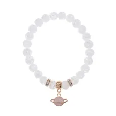 Браслет Сатурн (гармония и дисциплина) синт.камень Сахарный кварц 8мм BS-CR-0286