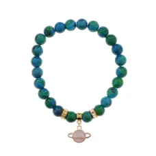 Браслет Сатурн (гармония и дисциплина) синт.камень Хризоколла 8мм BS-CR-0291
