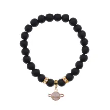 Браслет Сатурн (гармония и дисциплина) синт.камень Шунгит 8мм BS-CR-0294