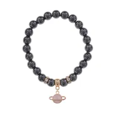 Браслет Сатурн (гармония и дисциплина) синт.камень Гематит (не магнит.) 8мм BS-CR-0298