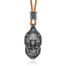 Амулет Валькнут и Фенрир на шнуре, 6х3см AC266