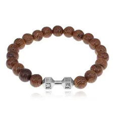 Деревянный браслет Гантель, 8мм BJBS-427