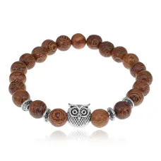 Деревянный браслет Сова, 8мм BJBS-428