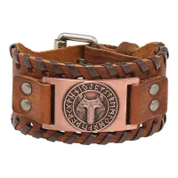 Кожаный браслет Кельтский волк, цвет коричневый BS540-02-С