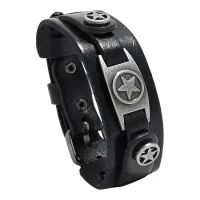 Кожаный браслет Звезда, 25х3см, цвет черный BS843