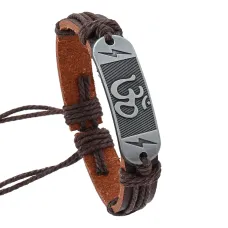 Кожаный браслет Ом, 1 см, цвет коричневый BS845