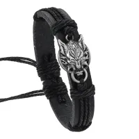 Кожаный браслет Дракон, 1 см, цвет черный BS846