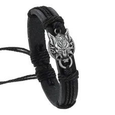 Кожаный браслет Дракон, 1 см, цвет черный BS846