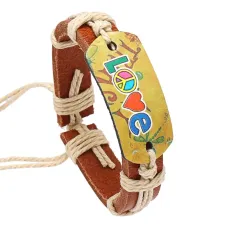 Кожаный браслет Love, 1 см, цвет коричневый BS847