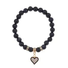 Браслет Сердце (Любовь и семейное счастье) синт.камень Синий авантюрин 8мм BS-CR-0362