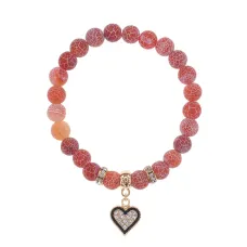 Браслет Сердце (Любовь и семейное счастье) нат.камень Африканский агат 8мм BS-CR-0364