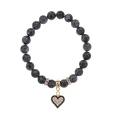 Браслет Сердце (Любовь и Семейное Счастье) нат.камень Лабрадор 8мм BS-CR-0368