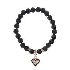 Браслет Сердце (Любовь и семейное счастье) нат.камень Лава 8мм BS-CR-0369