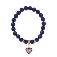 Браслет Сердце (любовь и семейное счастье) нат.камень Лазурит 8мм BS-CR-0370